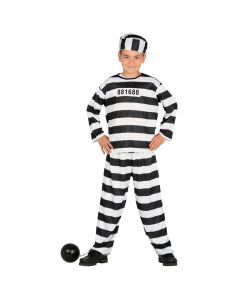 Kostum për fëmijë, i burgosuri, 5-6 vjec, gri, bardhë