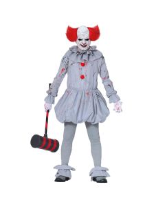 Costume scary clown mens, polyester, M, grey