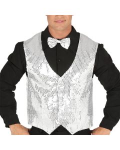 Men's silver vest with sequin sequins
