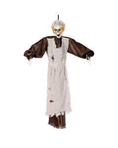 Decorative maid skeleton, plastic and polyester, 90 cm, beige and brown, 1 piece
