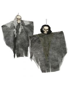 Decorative skeleton, plastic and polyester, 30 cm, gray, 1 piece