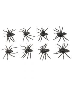 Set me merimanga të zeza dekorative, PVC, 6 cm, e zezë, 8 copë