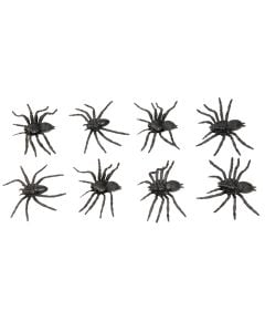 Set me merimanga të zeza dekorative, PVC, 6 cm, e zezë, 8 copë