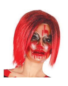 Maskë fytyre e lyer me gjak, per femra, plastik, kuqe transparente