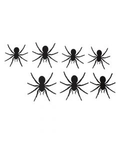 Set me merimanga të zeza dekorative, PVC, 6 cm, e zezë, 12 copë