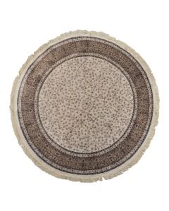 Tapet Persian i rrumbullakët, poliestër, krem në bezhë, Dia. 200 cm