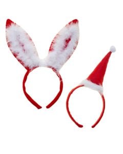Circular head with Grandpa hats or bunny ears,  polyester,  red,  Dia. 12 cm