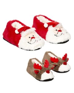 Slippers with Christmas characters, different colors, polyester, No. 36 - 38 and No. 39 - 41