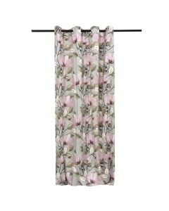 Curtains with rings design flower, polyester, cream, 140 x 260 cm
