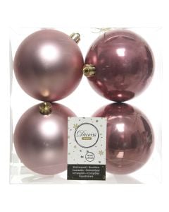 Sferë dekoruese (Pk 4), plastike, rozë, Dia. 10 cm