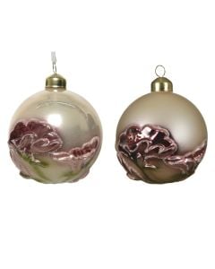 Sferë dekoruese, qelqi, floriri, Dia. 8 cm