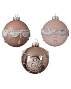 Decorative sphere, glass, pink, Dia. 8 cm