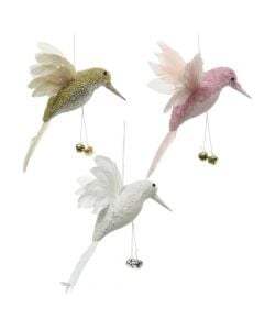 Decorative bird with hanging, sponge, different colors, 12 cm