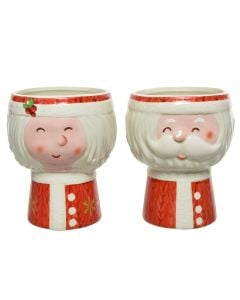 Decorative vase, dolomite, white / red, Dia. 11.2 x 13.7 cm