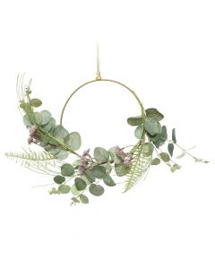 Decorative wreath, natural / metallic, green, Dia. 20 x 5 cm
