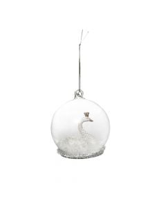 Decorative sphere, glass, white / transparent, Dia. 8 cm