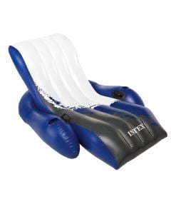 Inflatable Recliner Swim Lounge, vinyl, blue / black / white, 184x117cm
