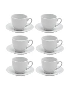 Set coffee cup with saucer (PK 6), porcelain, white, 120 cc