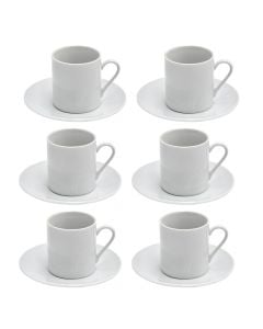 Set coffee cup with saucer (PK 6), porcelain, white, 105 cc