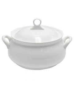 Soup pot with lid, ceramic, white, Dia17x20 cm