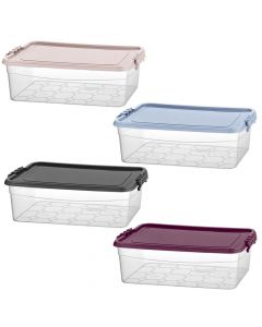 Storage container, with lid, PP, clear/light blue, 18 lt