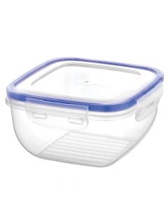 Storage container, with lid, Cook&Lock, PP/Silicone, clear/light blue, 12.5x12.5xH7 cm, 500 ml