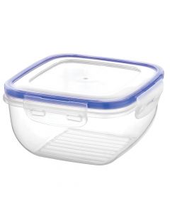 Storage container, with lid, Cook&Lock, PP/Silicone, clear/light blue, 15x15xH8 cm, 900 ml