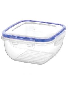 Storage container, with lid, Cook&Lock, PP/Silicone, clear/light blue, 17.5x17.5xH9 cm, 1500 ml