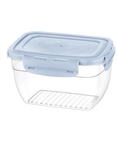 Storage container, with lid, Cook&Lock, PP, clear/light blue, 1850 ml
