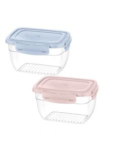 Storage container, with lid, Cook&Lock, PP, clear/light blue, 3100 ml