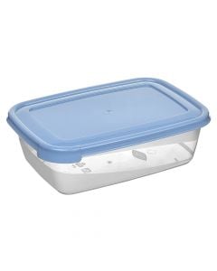 Storage container, with lid, Cook&Keep, PP, clear/light blue, 16.5x12xH5.5 cm, 600 ml