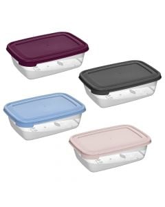 Storage container, with lid, Cook&Keep, PP, clear/light blue, 27.5x20xH8.5 cm, 3000 ml