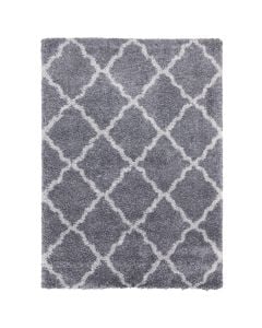 Carpet shaggy Boston, 70% synthetic yarn / 30 jute, dark grey with strips, 160x220 cm