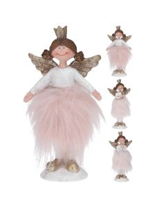 Decorative object Angel, polystone, pink/white, 17 cm