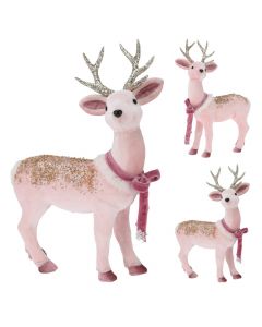 Decorative animal, Reindeer, polystyrene, pink, 38 cm
