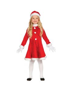 Kostum Krishtlindje për vajza, poliestër, e kuqe/e bardhë, mosha 5-6 vjeç