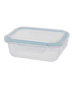 Hermetic storage container, tepmered glass / plastic lid, transparent, 360ml / 18 x 13.5 x 6cm