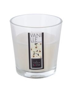 Scented candle, paraffin/glass, white, 90gr