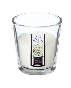 Scented candle, paraffin/glass, white, 90gr