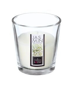 Scented candle with glass holder, Jasmine aroma, white color, D6 x H4.5 cm, 90 g