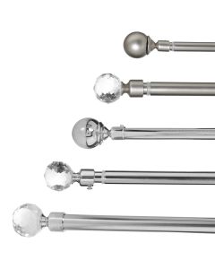 Extensible curtain rod, metal/aluminum, silver, dia. 1.6 cm x 120/210 cm