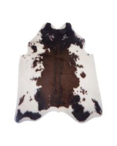 Cow rug, leather , white/brown, 94x100 cm