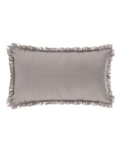 Fringe decorative pillow, light grey, cotton + polyester, 50x30 cm