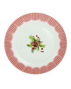 Pjatë dekoruese, porcelan, e bardhë / e kuqe, Dia.30 cm