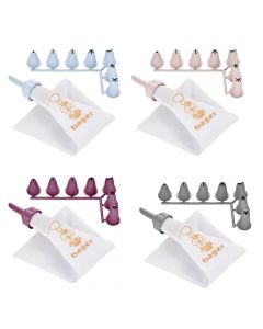 Filling cream cones for cakes with 7 heads, PP, different colors, 6x12 cm