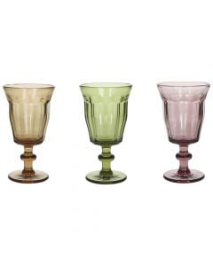 Glass with stool, glass, different colors, 260 cc