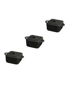Square casserole set with lid Mignion (PK 3), porcelain, black, Dia.7 cm