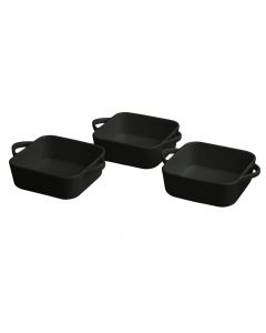 Square casserole set Mignion (PK 3), porcelain, black, Dia.12 cm