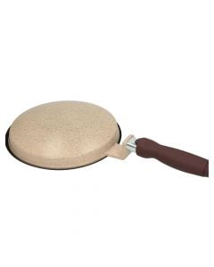 Frying pan with lid for Crepes, metallic, beige, Dia.22 cm