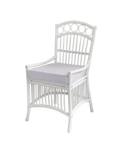 Classic chair with cusion, natural rattan, white, 50x60xH95 cm